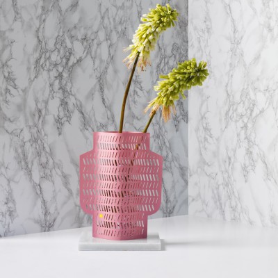 Couvre-vase tubulaire perforé rose