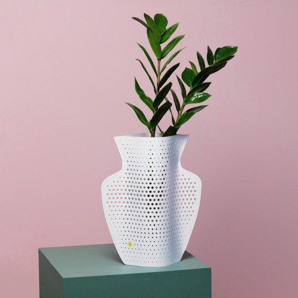 Perforated white cover vase