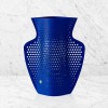 Couvre-vase balustre perforé bleu