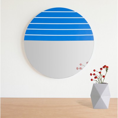 Miroir circulaire Graphique bleu et blanc
