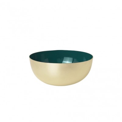 Bowl brass enamel jade green