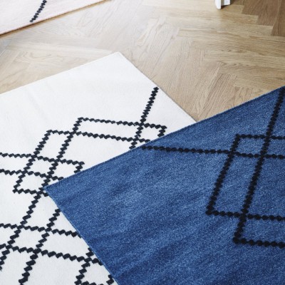 Tapis Borg medium bleu foncé et noir