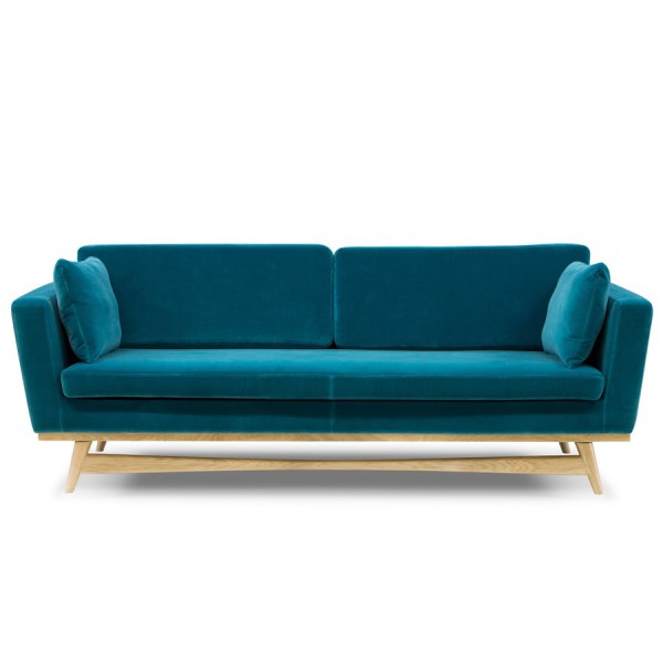 Large Vintage Sofa blue Velvet