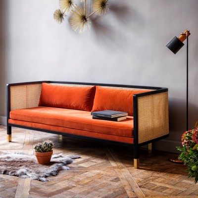Large Caning Sofa fox velvet