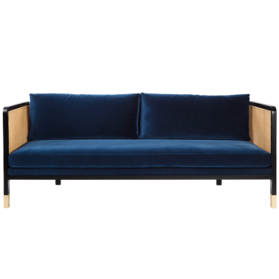 Large Caning Sofa Marine Velvet