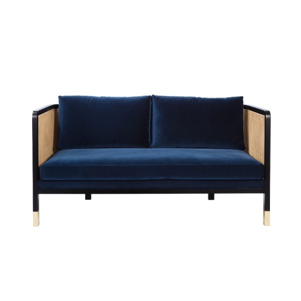 Caning Sofa Navy blue Velvet