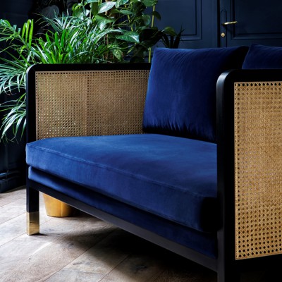 Caning Sofa blue velvet