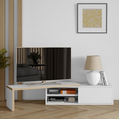 Meuble TV Modulaire contreplaqué & blanc