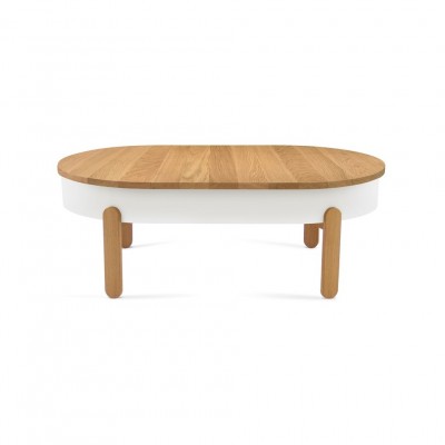 Batea L Table Oak & White