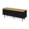 Radio TV Stand Pure Black Oak Metallic Legs