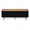 Radio TV Stand Pure Black Oak Metallic Legs