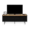 Radio TV Stand Pure Black Oak Metallic Legs