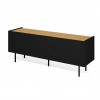 Radio TV Stand Pure Black Oak Metallic Legs