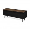 Radio TV Stand Pure Black Walnut Metallic Legs