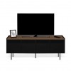 Radio TV Stand Pure Black Walnut Metallic Legs