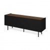 Radio TV Stand Pure Black Walnut Metallic Legs