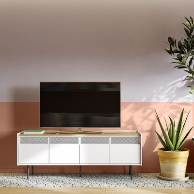 Radio Pure White and Oak Metallic Legs