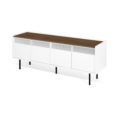 Radio Pure White and Walnut Metallic Legs